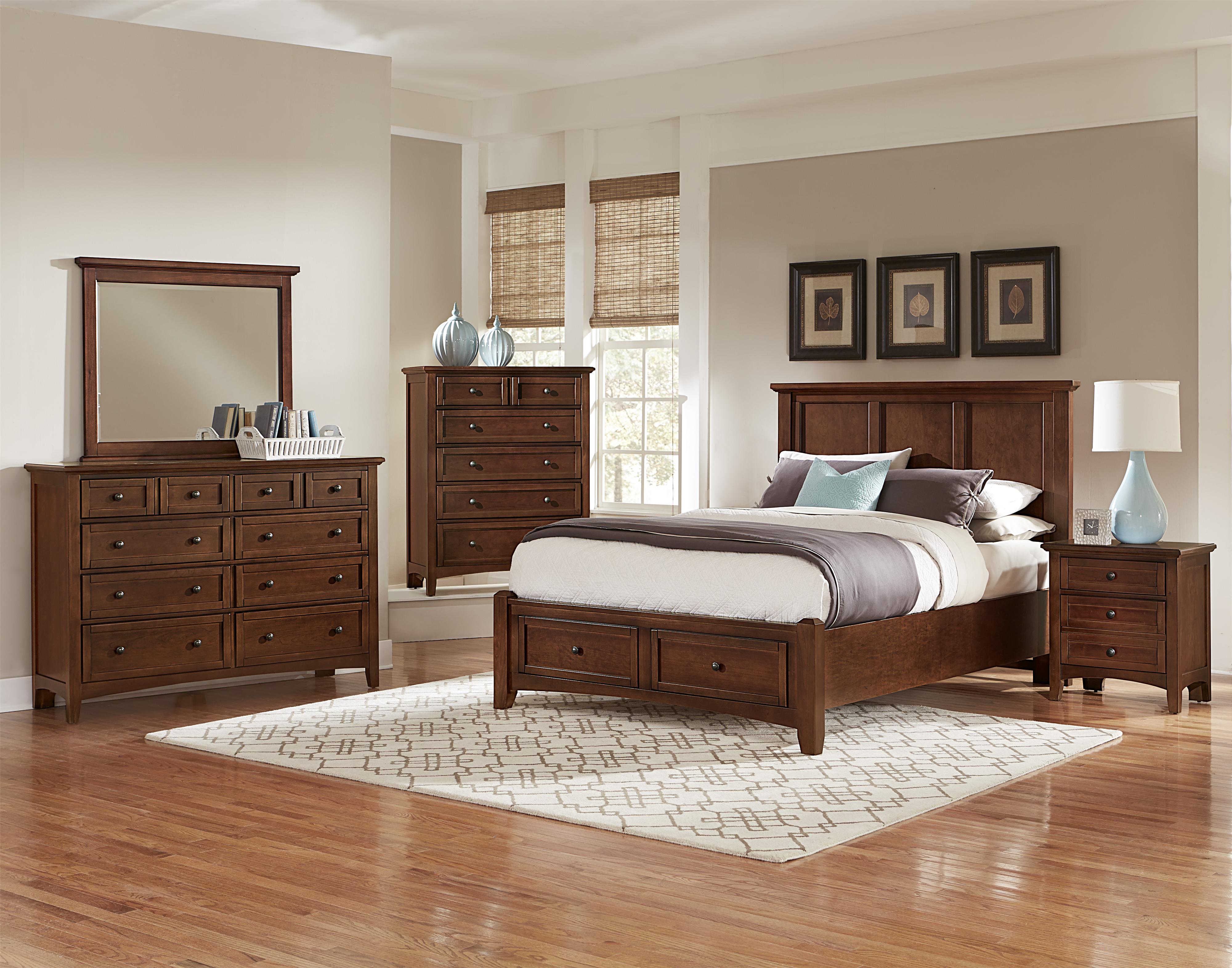 Queen bed with shop dresser and mirror